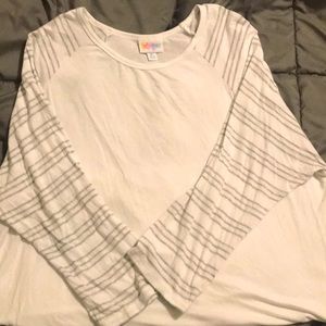 White LulaRoe XL Long Baseball Tee